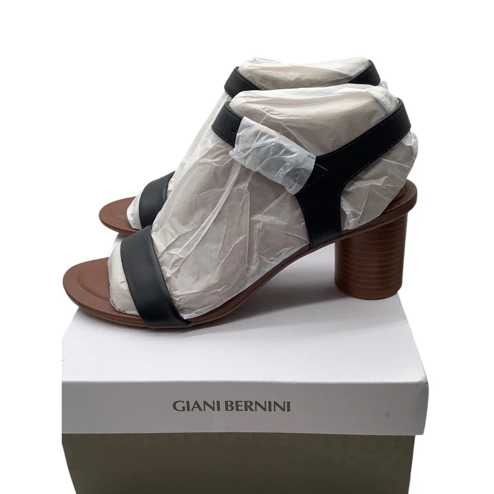 Giani Bernini Hadleyyp Black Block Heel Sandals Womens 9M Ankle Strap Sandals